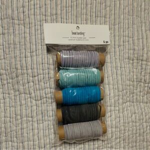 Bead Landing Suede Lace 5-Pack grey/teal/blue/brown/lav, nwt.